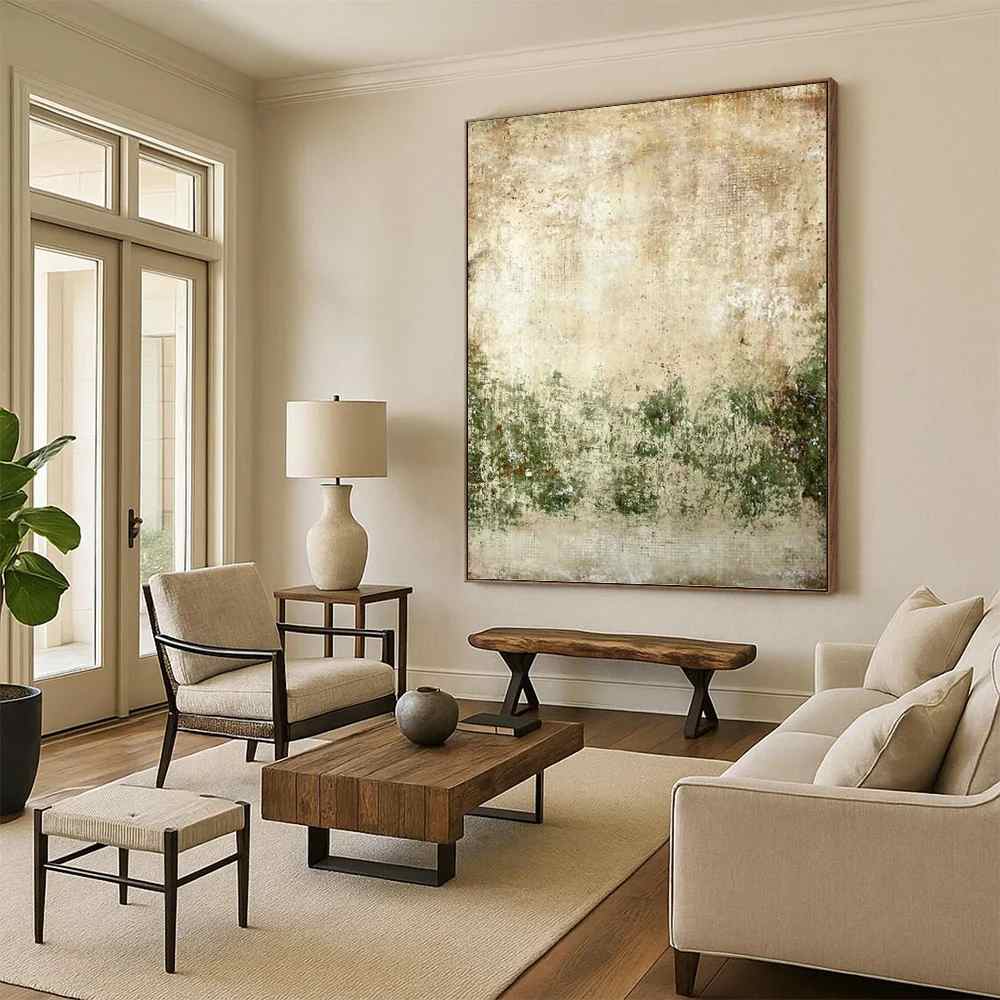 Bedroom Scenic Textured - big contemporary canvas for dining room